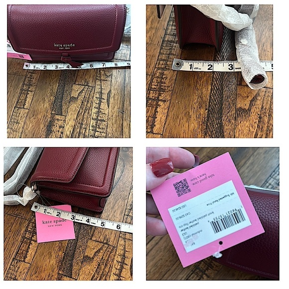 Kate Spade Deep Red bag Leather Crossbody Bag sm Knott details perfect fall NWT - Picture 12 of 15